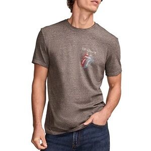 Lucky Brand Rolling Stones Gray Short Sleeve Tee with Iconic Logo